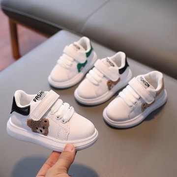 Cute White Sneakers with Teddy